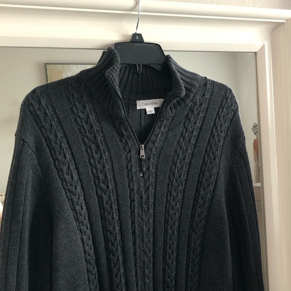 Mens Calvin Klein Dark Gray Knit Sweater SZ L - Picture 4 of 5